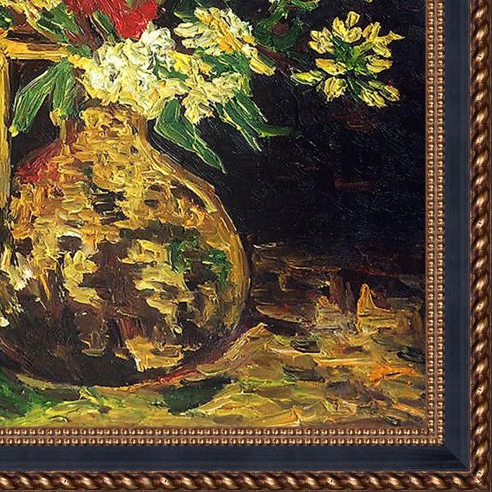 Vase with Gladioli and Carnations Pre-Framed - Verona Black and Gold Braid 24"X36"