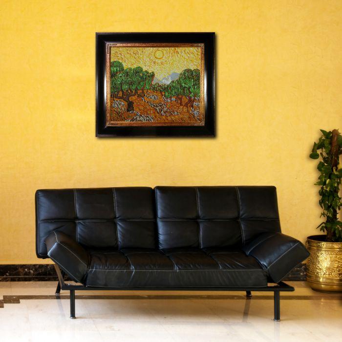 Olive Trees with Yellow Sun and Sky Pre-Framed - Opulent Frame 20"X24"