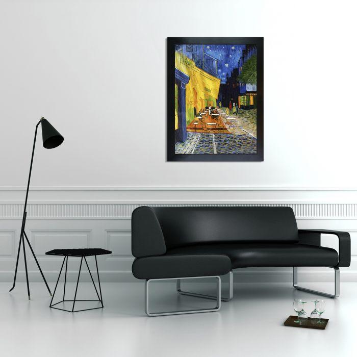 Cafe Terrace at Night Pre-Framed - New Age Black Frame 30"X40"