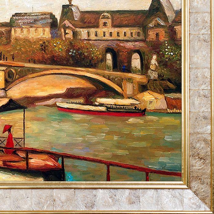 The Pont du Carrousel and the Louvre, 1886 Pre-Framed - Gold Pearl Frame 24" X 36"