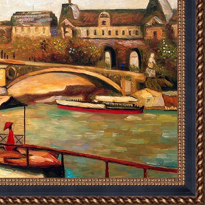 The Pont du Carrousel and the Louvre, 1886 Pre-Framed - Verona Black and Gold Braid 24"X36"