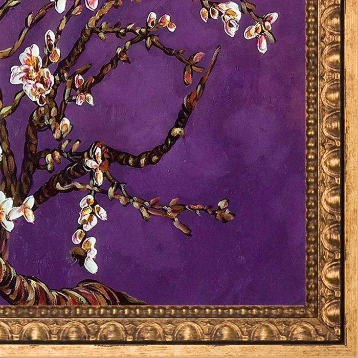Branches of an Almond Tree in Blossom, Amethyst Purple Pre-Framed - Versailles Gold Frame 20" X 24"