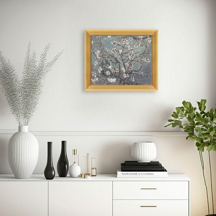 Branches of an Almond Tree in Blossom, Pearl Grey Pre-framed - Piccino Luminoso Frame 8" X 10"