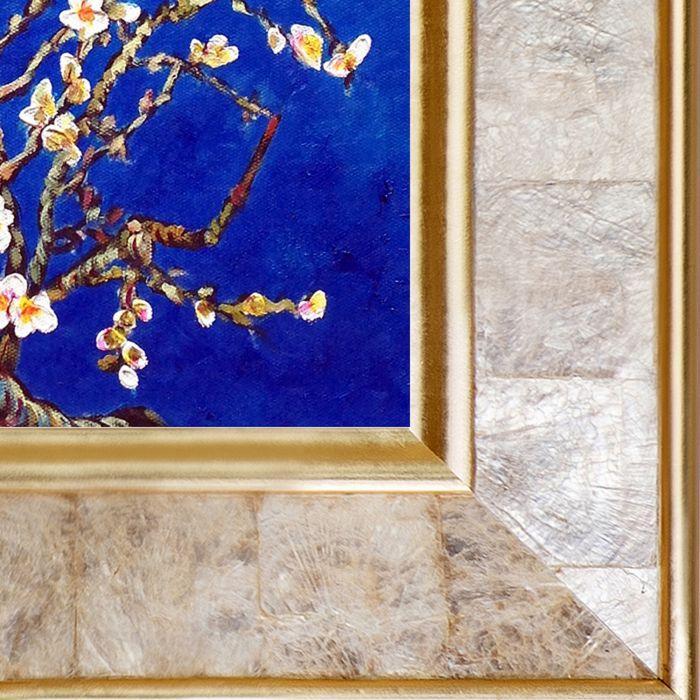 Branches of an Almond Tree in Blossom, Sapphire Blue Pre-Framed - Gold Pearl Frame 8" X 10"