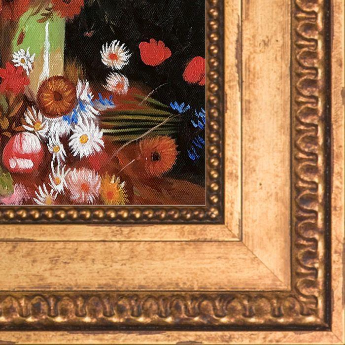 Vase with Poppies Cornflowers Peonies and Chrysanthemums Pre-Framed - Versailles Gold King Frame 8"X10"