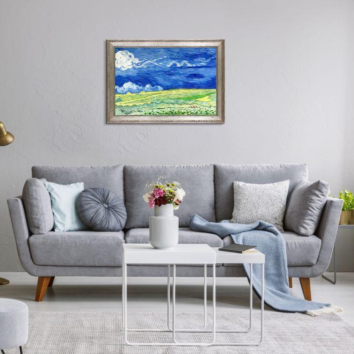 Wheatfield Under Thunderclouds Pre-framed - Versailles Silver King Frame 24" X 36"