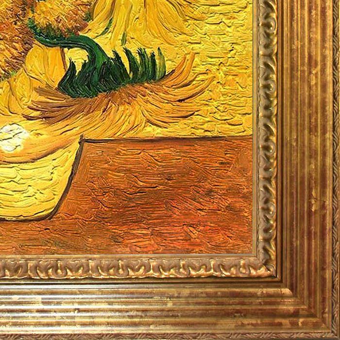 Vase with Fifteen Sunflowers Pre-Framed - Vienna Gold Leaf Frame 20"X24"