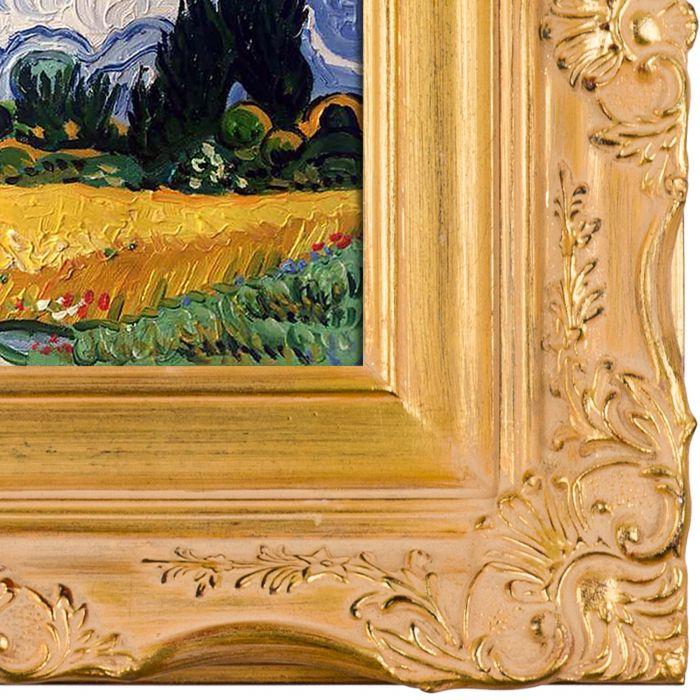 Wheat Field with Cypresses Pre-Framed - Imperial Gold Frame 8" X 10"