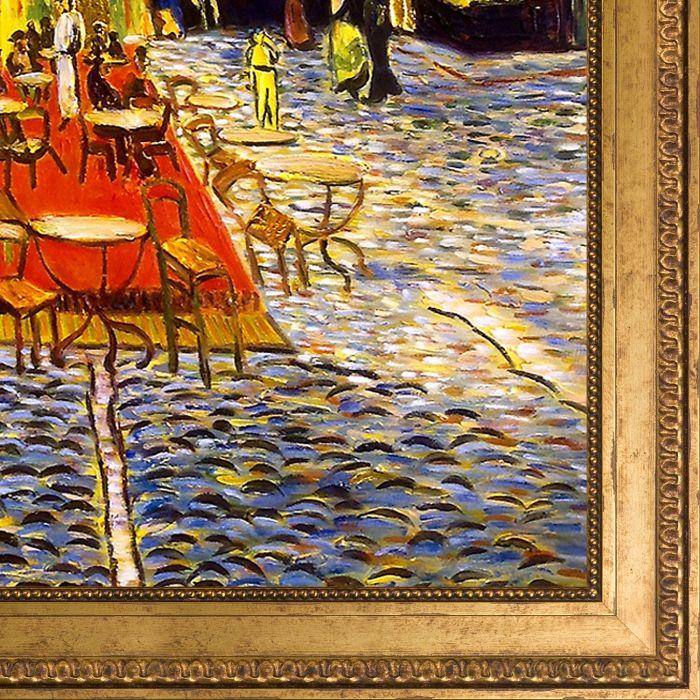 Cafe Terrace at Night (Luxury Line) Pre-Framed - Versailles Gold King Frame 24" X 36"