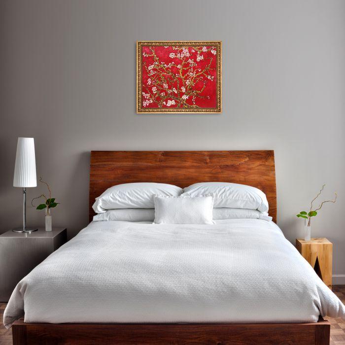 Branches of an Almond Tree in Blossom, Ruby Red (Luxury Line) Pre-Framed - Versailles Gold Frame 20" X 24"