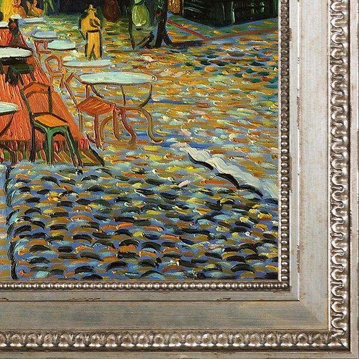 Cafe Terrace at Night (Luxury Line) Pre-Framed - Versailles Silver King Frame 20" X 24"