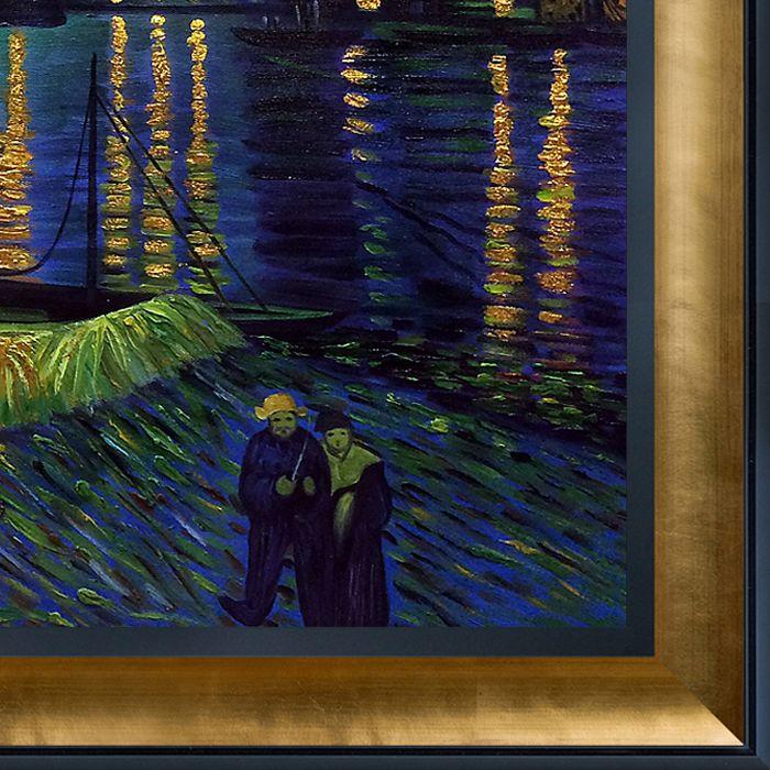 Starry Night Over the Rhone (Luxury Line) Pre-Framed - Gold Luminoso and Black Custom Stacked Frame 20" X 24"