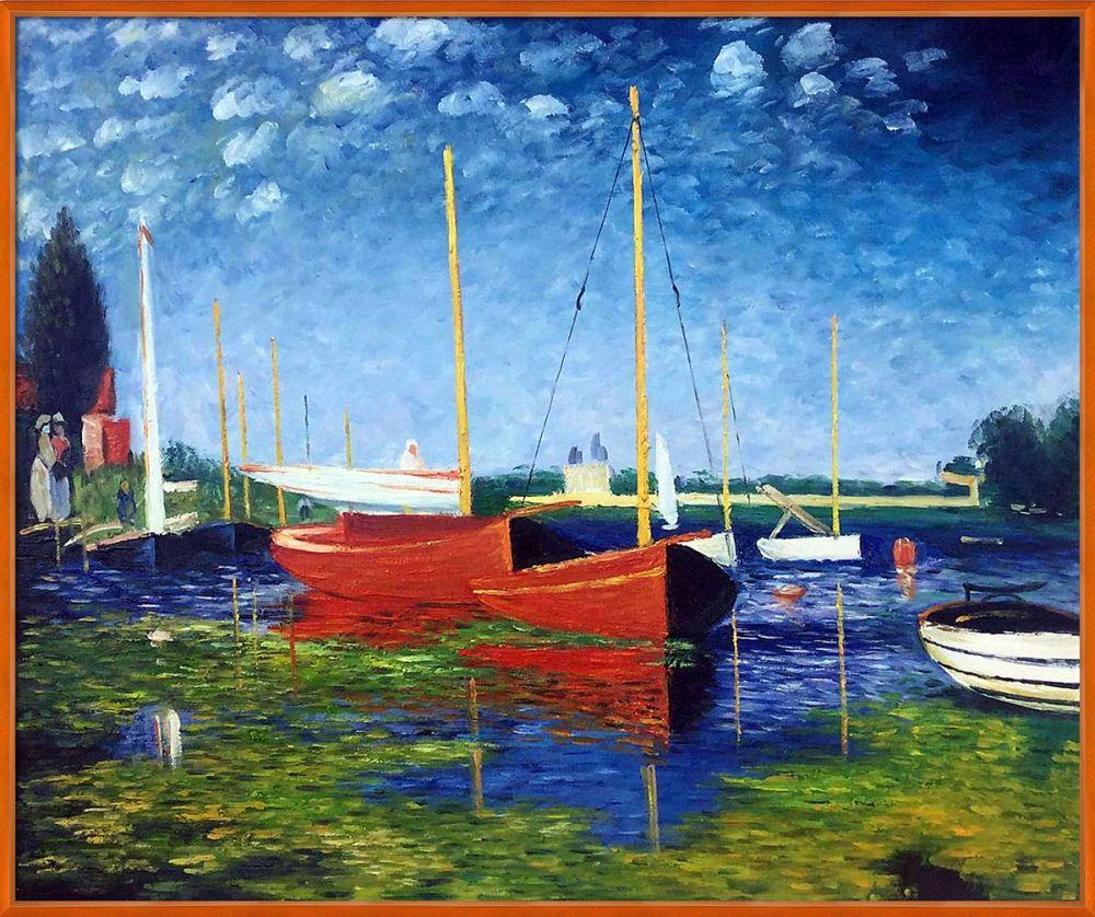 Red Boats at Argenteuil Pre-Framed
