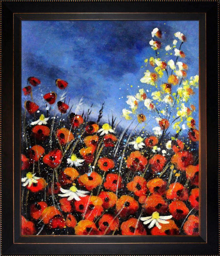 Red Poppies 451140 Pre-Framed - Veine D'Or Bronze Angled Frame 20"X24"