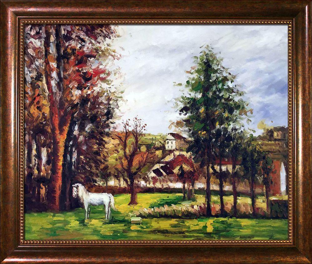 Landscape with a White Horse in a Meadow Pre-Framed - Verona Cafe Frame 20"X24"