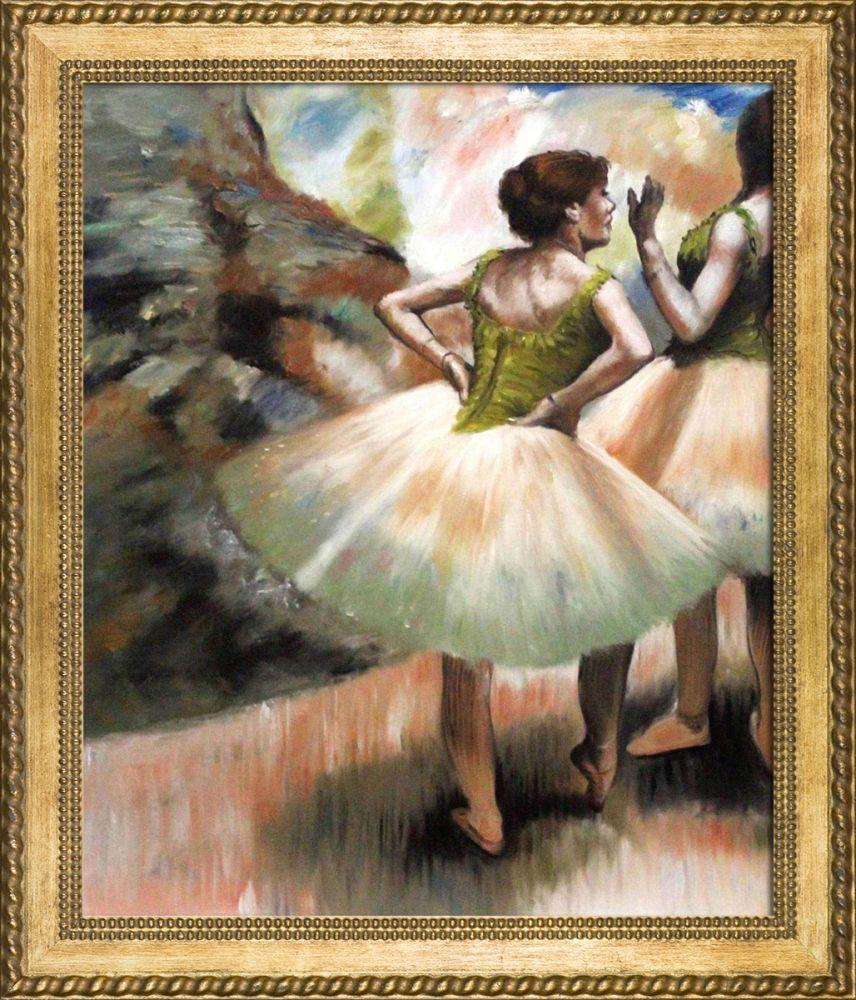 Dancers, Pink and Green Pre-Framed - Verona Gold Braid Frame 20"X24"