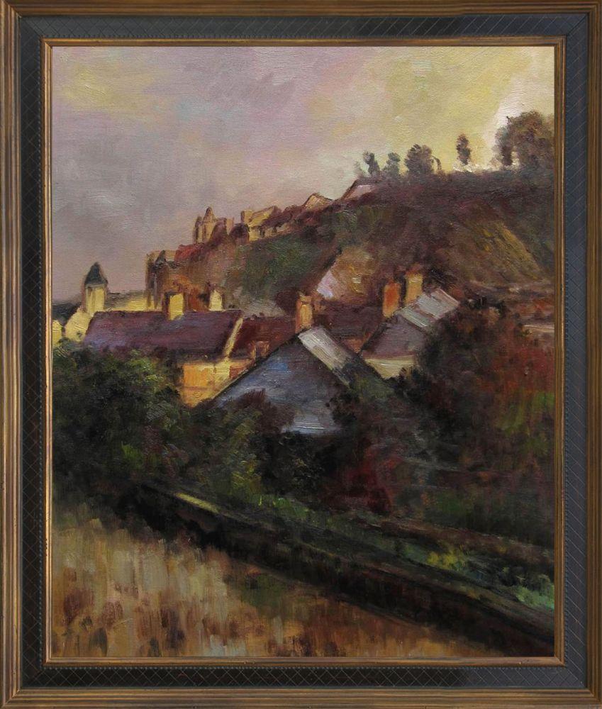 Houses at the Foot of a Cliff Pre-Framed - Cottage Oak 20"X24"