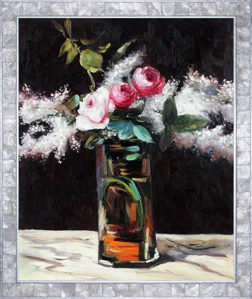Roses et Lilas Pre-Framed - Silver Pearl Frame 20