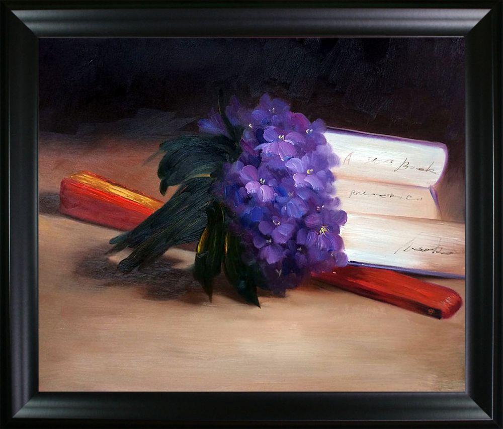 Bouquet Of Violets Pre-Framed - Black Matte Frame 20"X24"