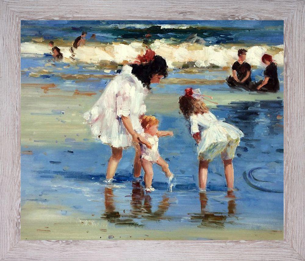 Children Playing at the Seashore Pre-Framed