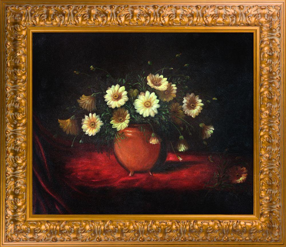 Yellow Daisies in a Bowl Pre-Framed - Sicilian Gold Frame 20" X 24"