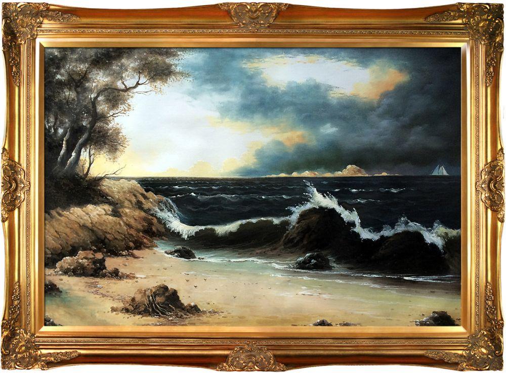Storm Clouds Over the Coast Pre-Framed - Victorian Gold Frame 24"X36"