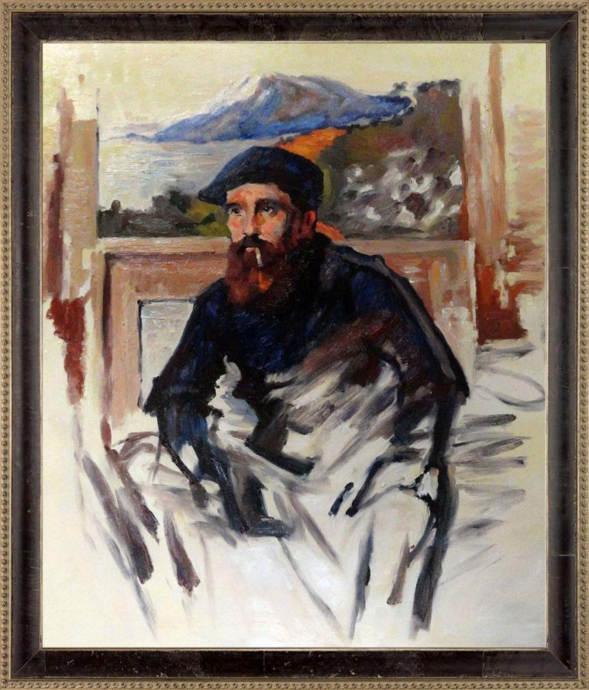 Self Portrait in his Atelier (unfinished image) Pre-Framed - Hermitage Cabernet Scooped Frame 20X24