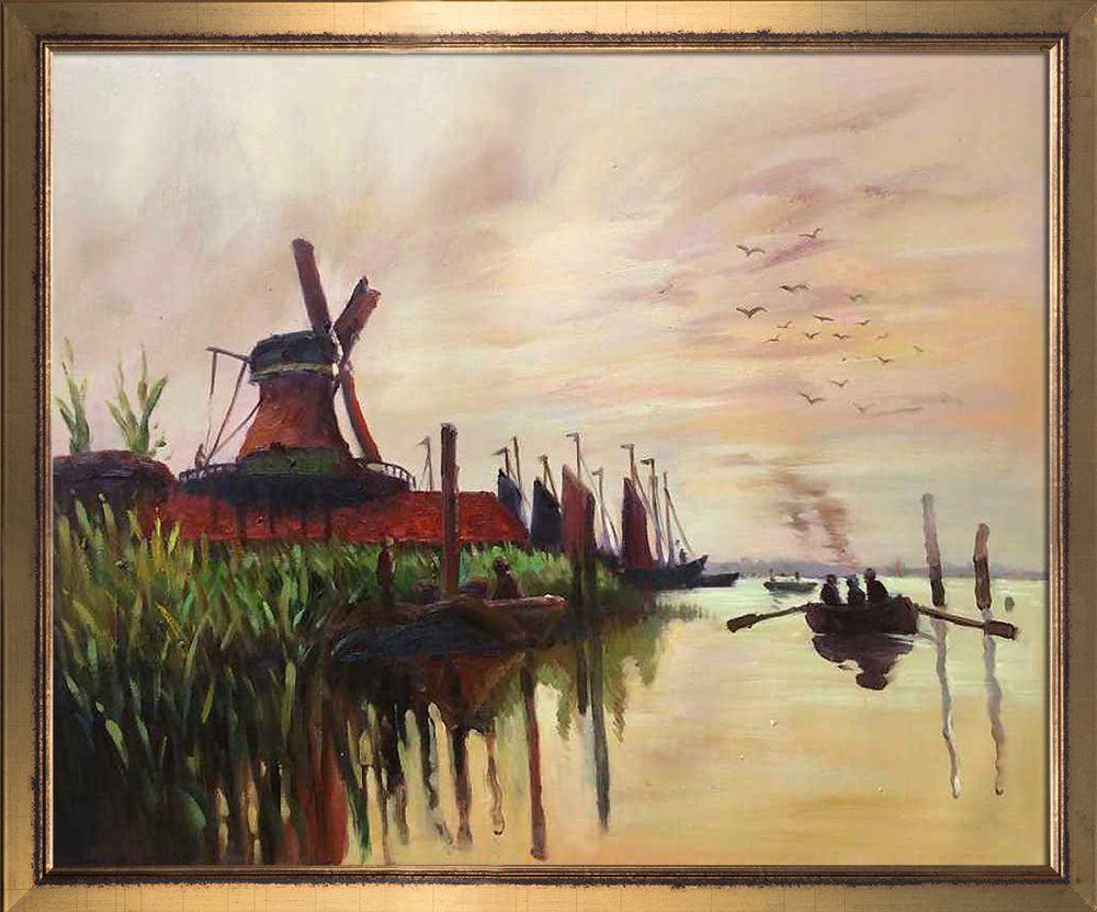 Windmill at Zaandam Pre-Framed - Burnished Gold Frame 20" X 24"