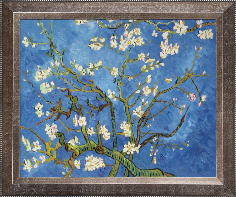 Branches Of An Almond Tree In Blossom Pre-Framed - Veine D'Or Pewter Angled Frame 16