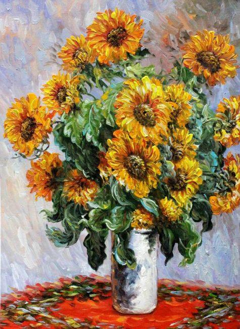 Monet - Sunflowers - 16x20 Oil Painting Reproduction