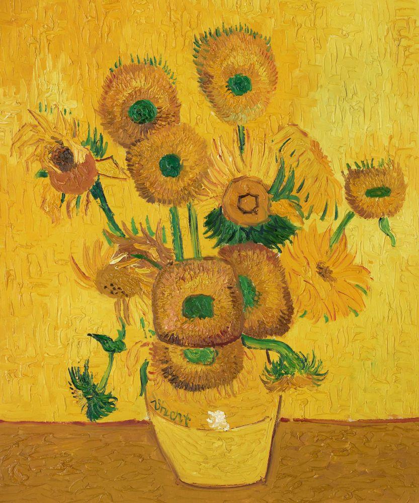 Vase with Fifteen Sunflowers