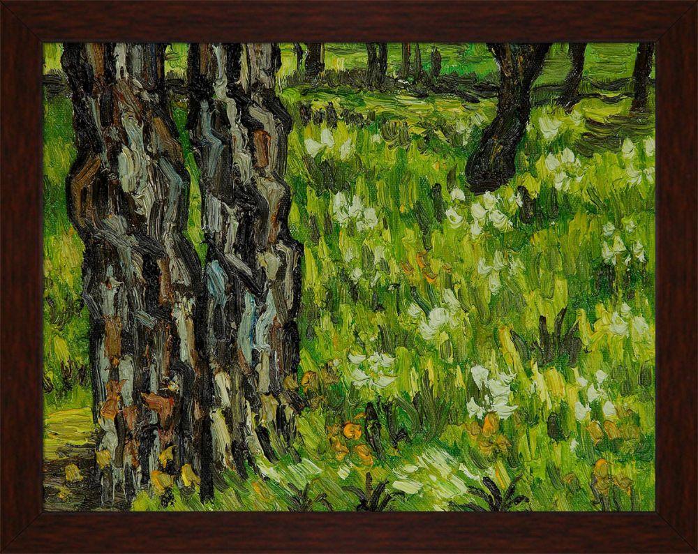 Pine Trees and Dandelions in the Garden of St. Paul Hospital Pre-Framed - Studio Walnut Wood Frame 8