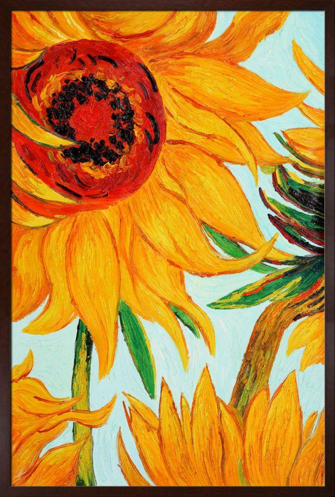 Sunflowers (detail) Pre-Framed - Studio Walnut Wood Frame 24