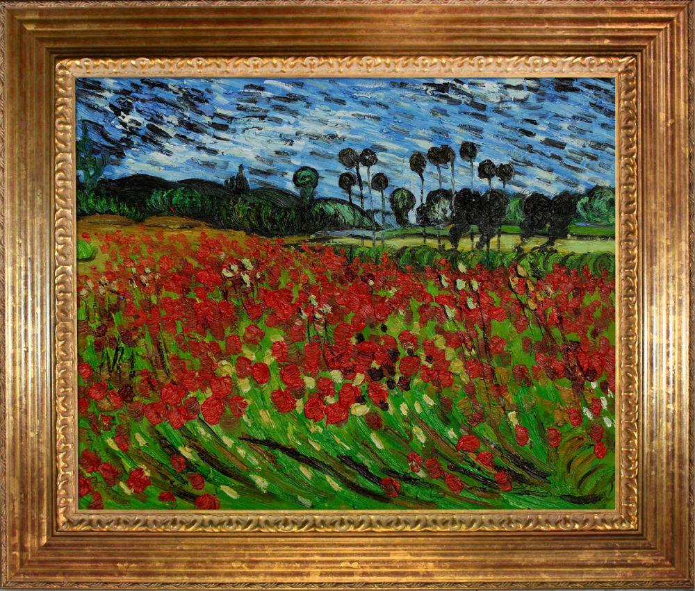 Field of Poppies Pre-Framed - Vienna Gold Leaf Frame 16"X20"