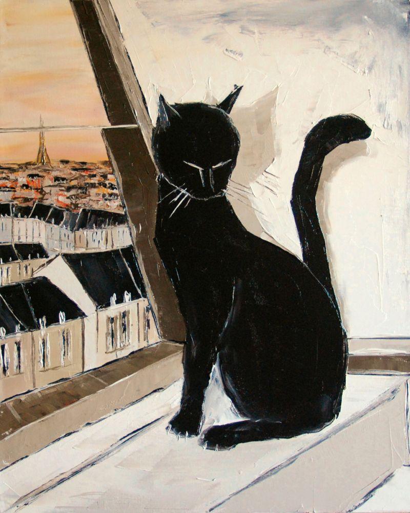Black cat is a Paris master
