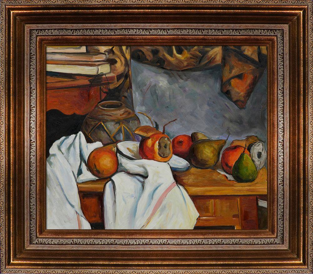 Ginger Pot with Pomegranate and Pears Pre-Framed - Mediterranean Bronze Frame 20"X24"