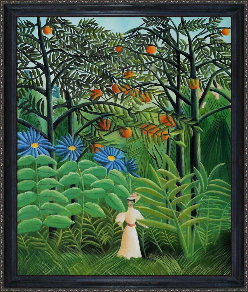 Woman Walking in an Exotic Forest Pre-Framed - La Scala Frame 20"X24"
