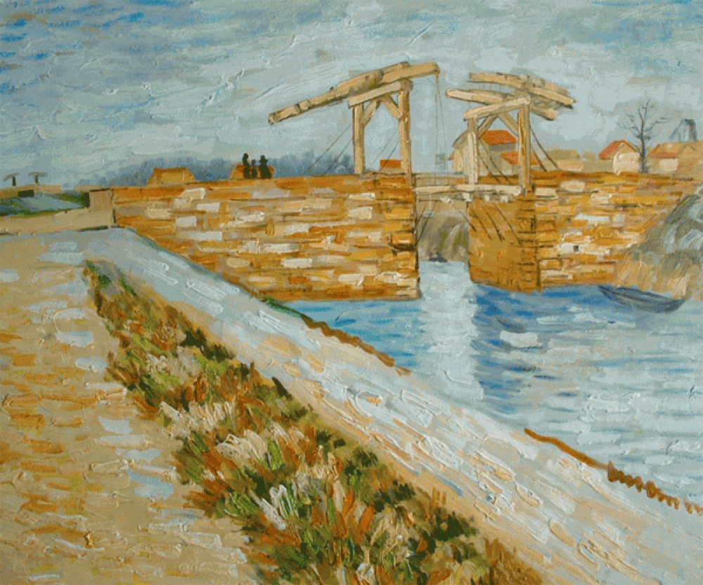 Langlois Bridge at Arles with Road Alongside the Canal