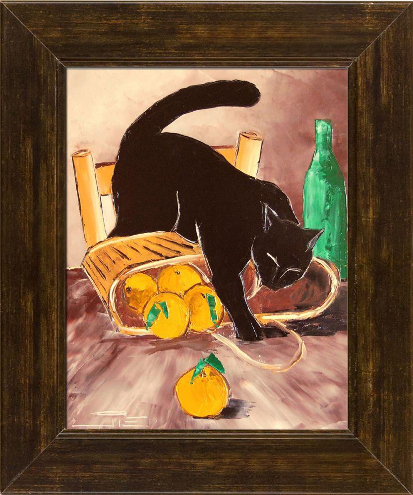Return from Market with Black Cat by Atelier De Jiel Pre-Framed Canvas Print - Copper Sweep 8