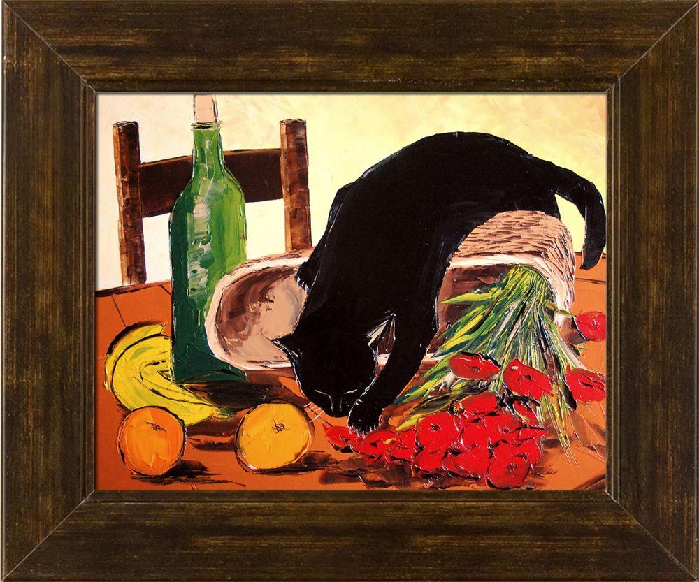 Return from Market with Black Cat (Bouquet)by Atelier De Jiel Pre-Framed Canvas Print - Copper Sweep 8