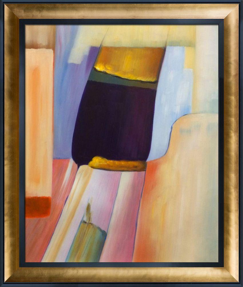 An Abstract Composition Reproduction Pre-Framed - Gold Luminoso and Black Custom Stacked Frame 20" X 24"