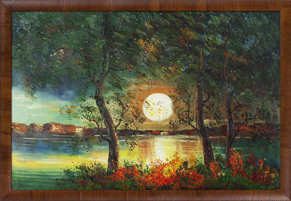 Moon Reproduction Pre-Framed - Panzano Olivewood Frame 24" X 36"