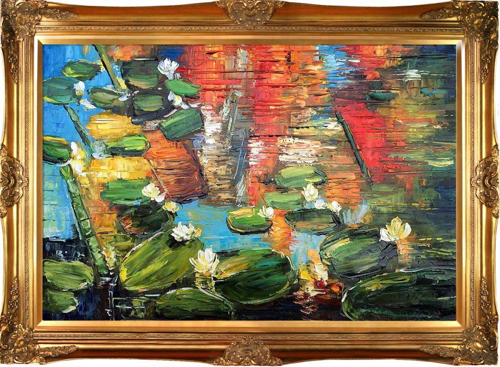 Water Lilies Reproduction Pre-Framed - Victorian Gold Frame 24"X36"