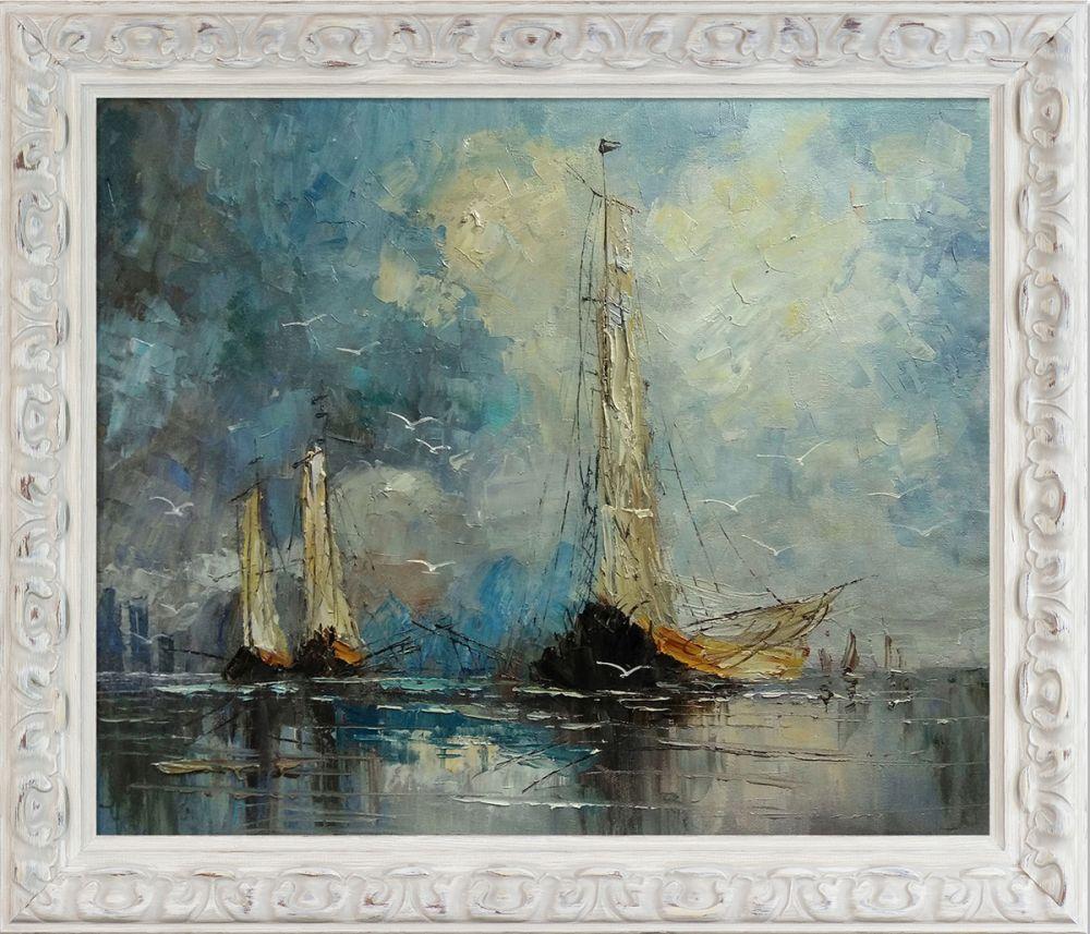 Boats Reproduction Pre-Framed - Brimfield Cottage White Frame 20" X 24"