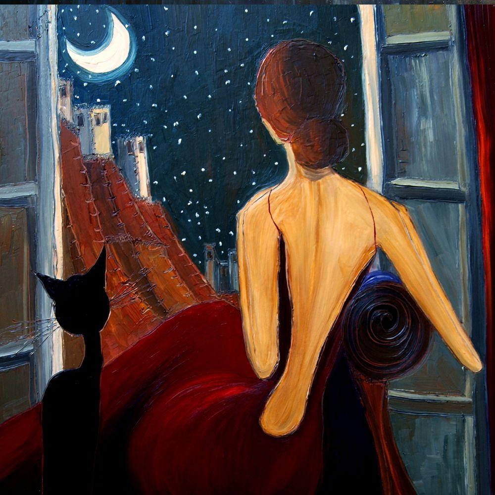 Cat and Moon