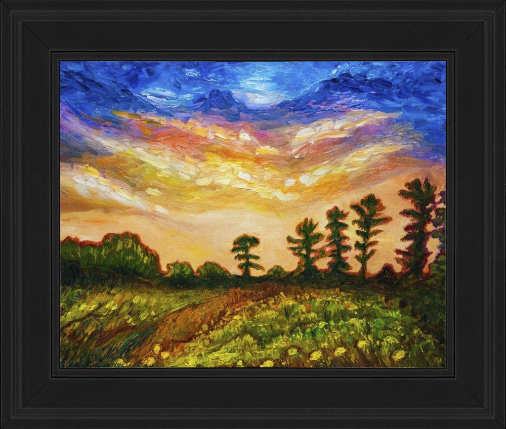 Late Summer Sunset Sky New England Pre-framed - Black Gallery