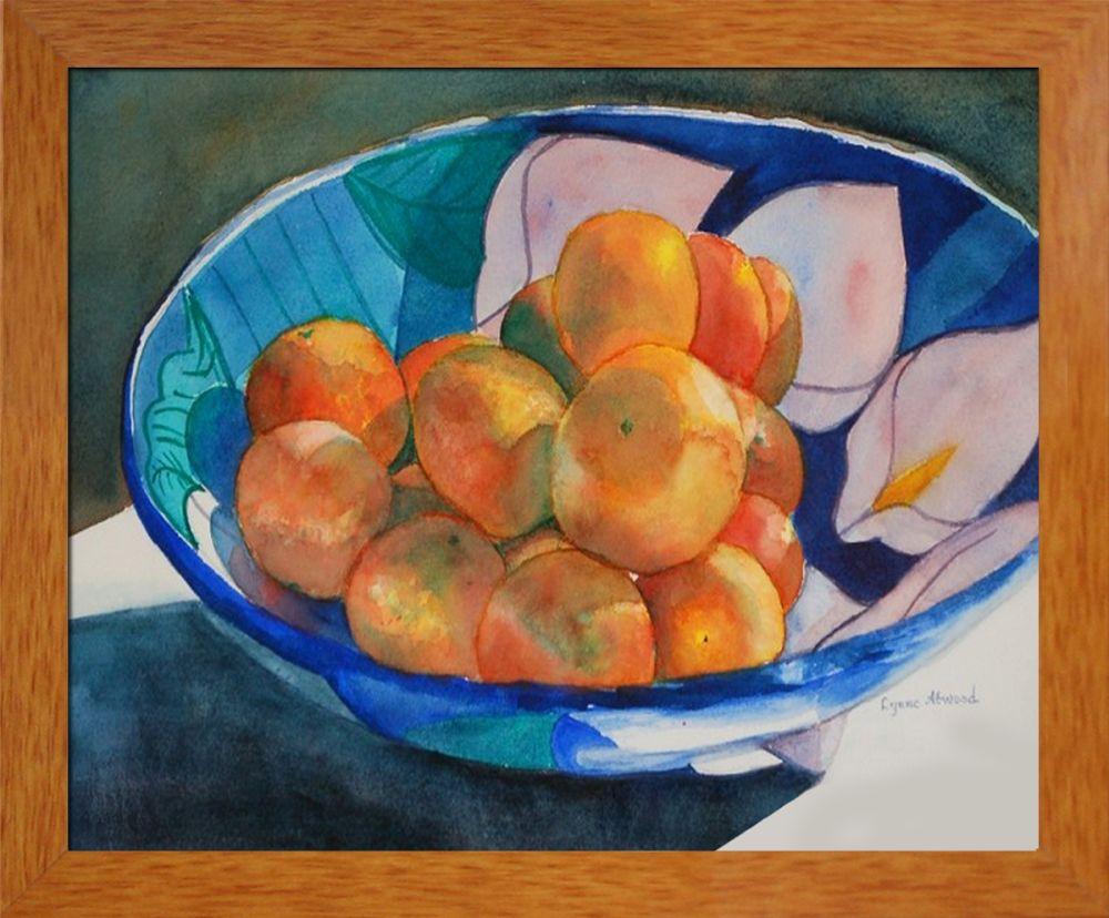 Clementines by Lynne Atwood Pre-Framed Canvas Print - Studio Pecan Wood Frame 8"X10"