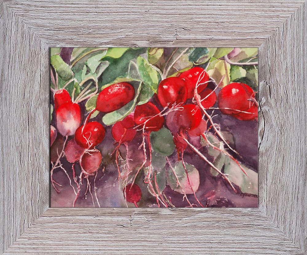 Radishes by Lynne Atwood Pre-Framed Canvas Print - Nantucket Whitewash Frame 8