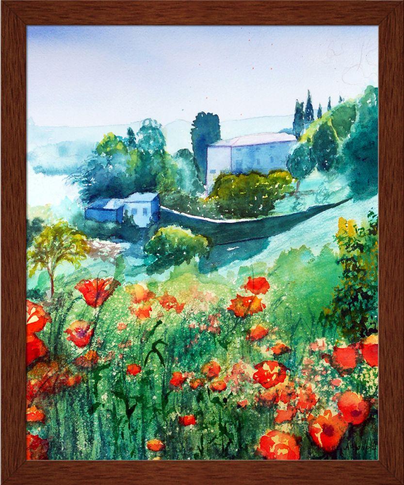 Siena View by Lynne Atwood Pre-Framed Canvas Print - Studio Cherry Wood Frame 8