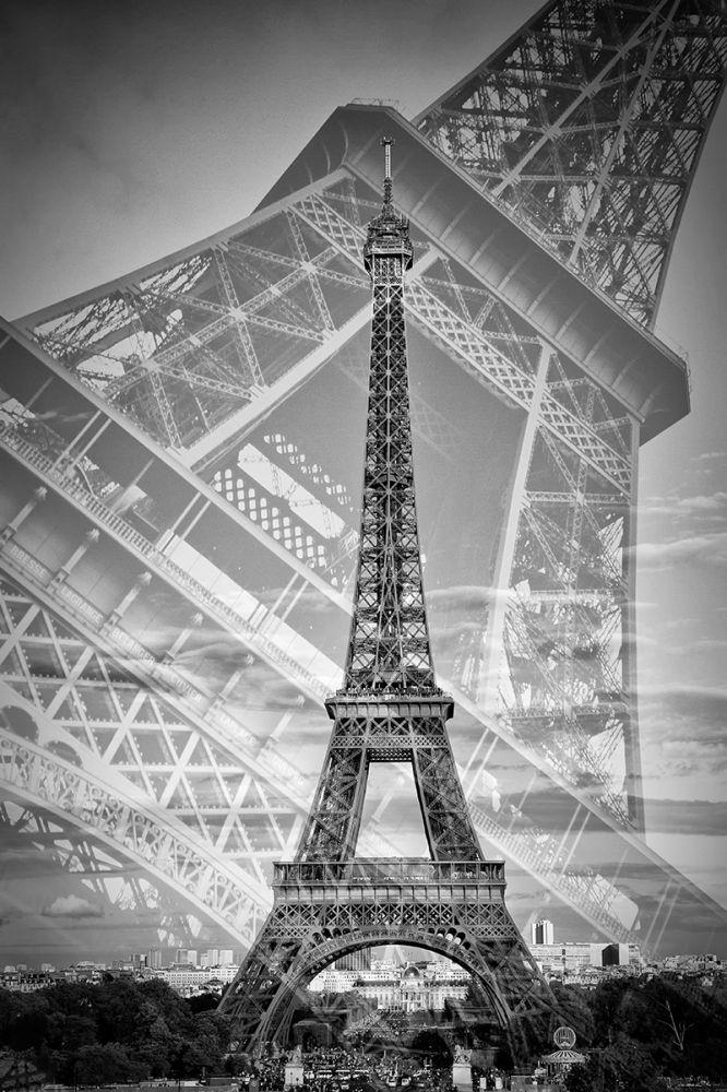 Eiffel Tower Double Exposure II Monochrome